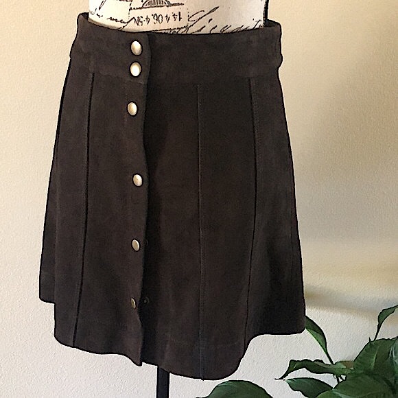 Frame Denim Suede Button Front Skirt - Picture 16 of 16